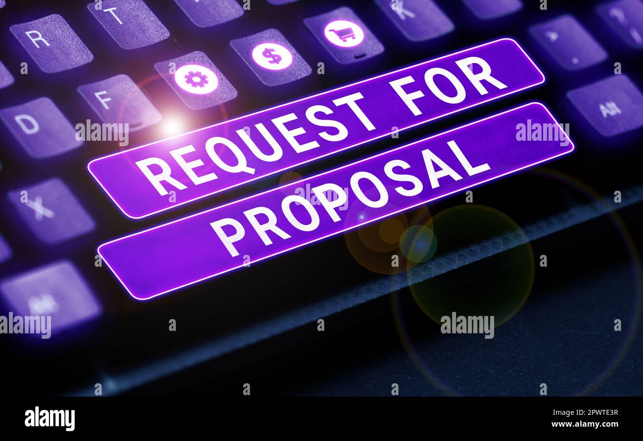 Hand writing sign Request For Proposal, Word for document contains ...