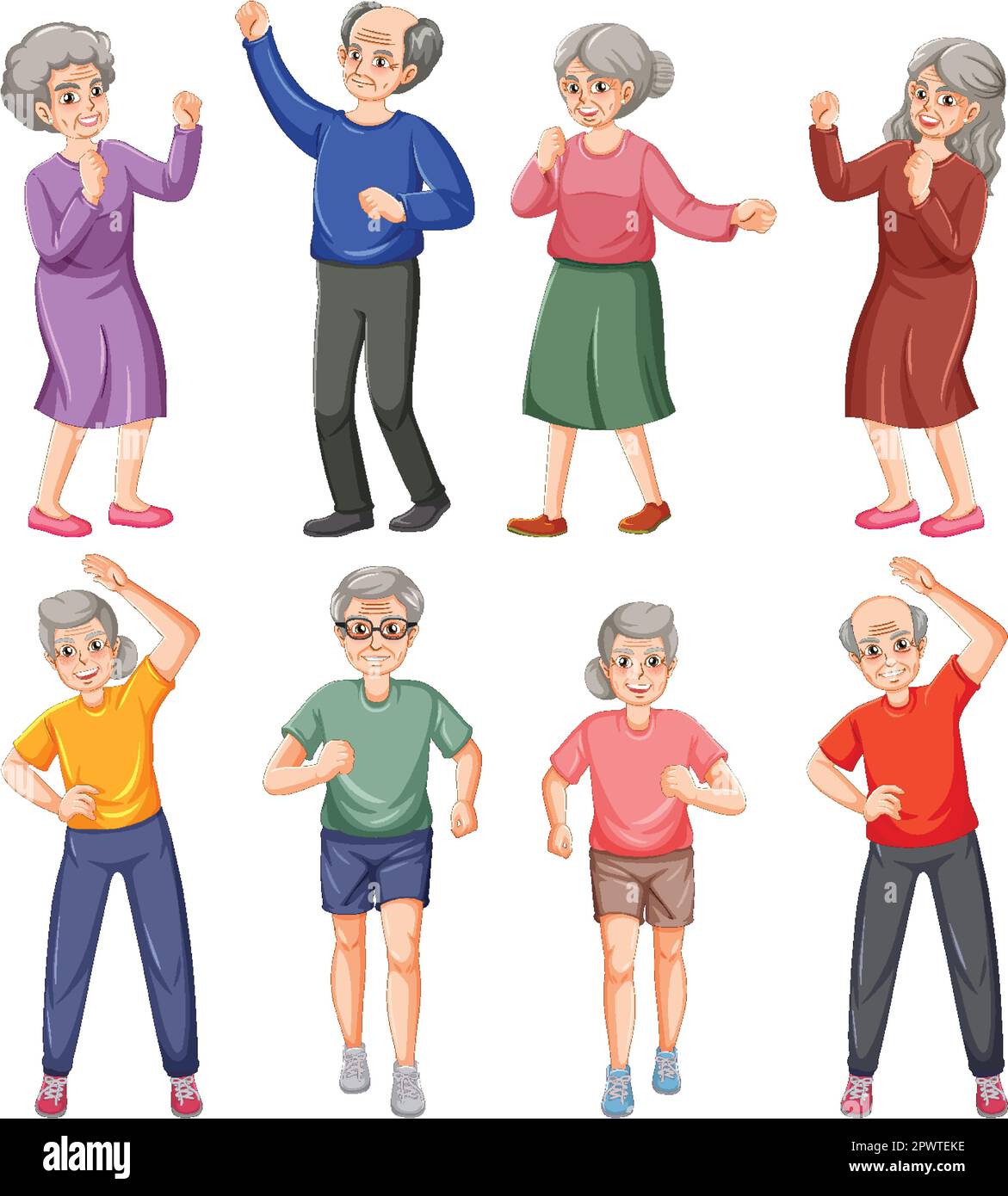 Set Of Elderly Person Cartoon Character Illustration Stock Vector Image Set Of Elderly Person Cartoon Character Illustration Stock Vector Image