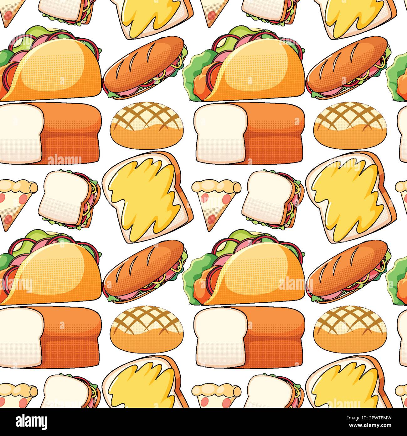 Breakfast Food Vector Seamless Pattern illustration Stock Vector Image ...