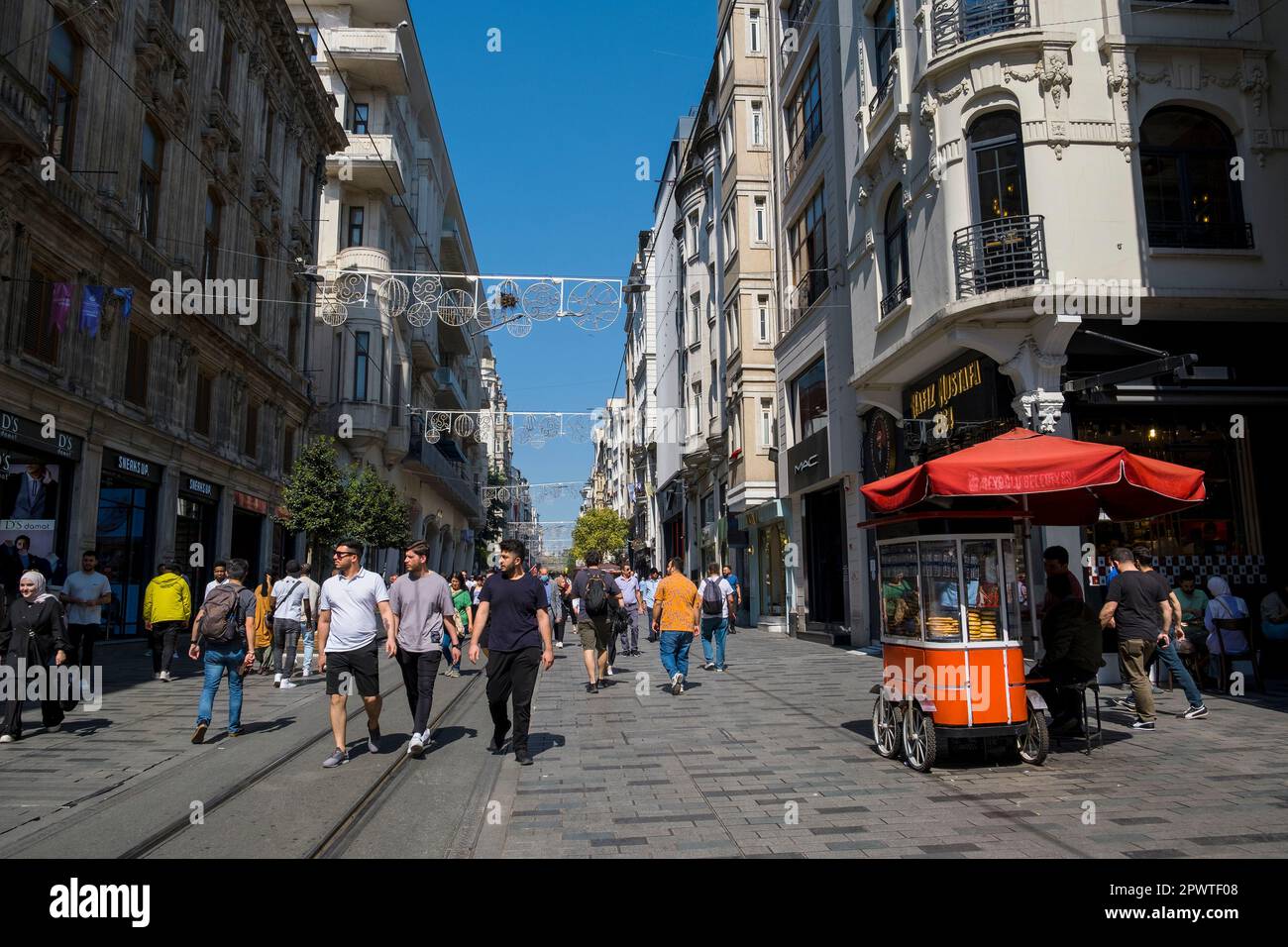 Istanbul, Turkey - May, 2022. Istiklal Street, the most famous street and entertainment area in the center of Istanbul, Turkey Stock Photo