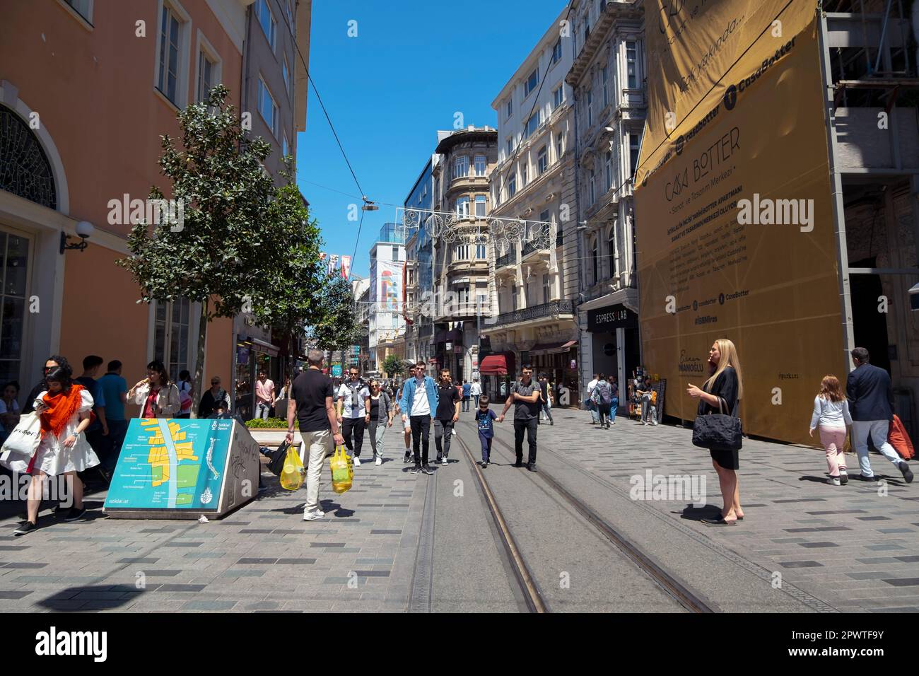 Istanbul, Turkey - May, 2022. Istiklal Street, the most famous street and entertainment area in the center of Istanbul, Turkey Stock Photo