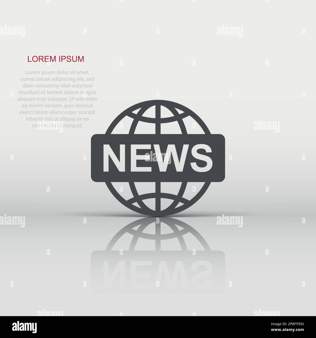 Vector globe news icon in flat style. World news sign illustration
