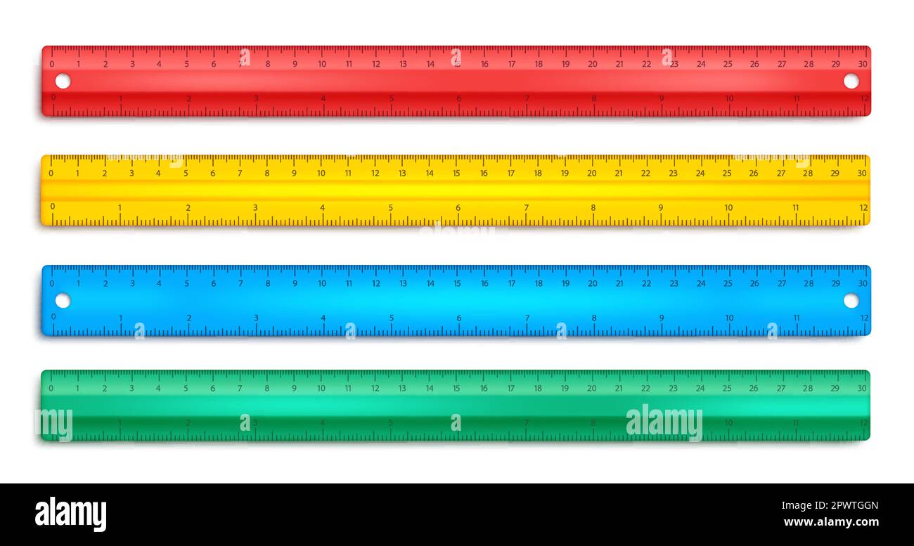 School ruler vector set design. Back to school ruler elements for study measurement and scale. Vector illustration isolated in white educational Stock Vector