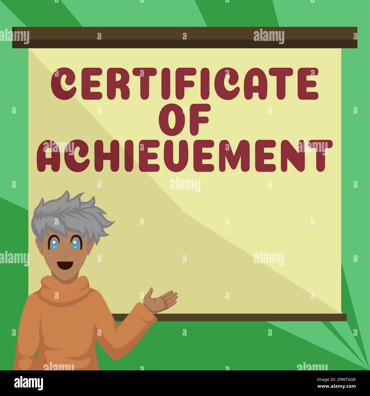 Sign displaying Certificate Of Achievement, Word Written on certify