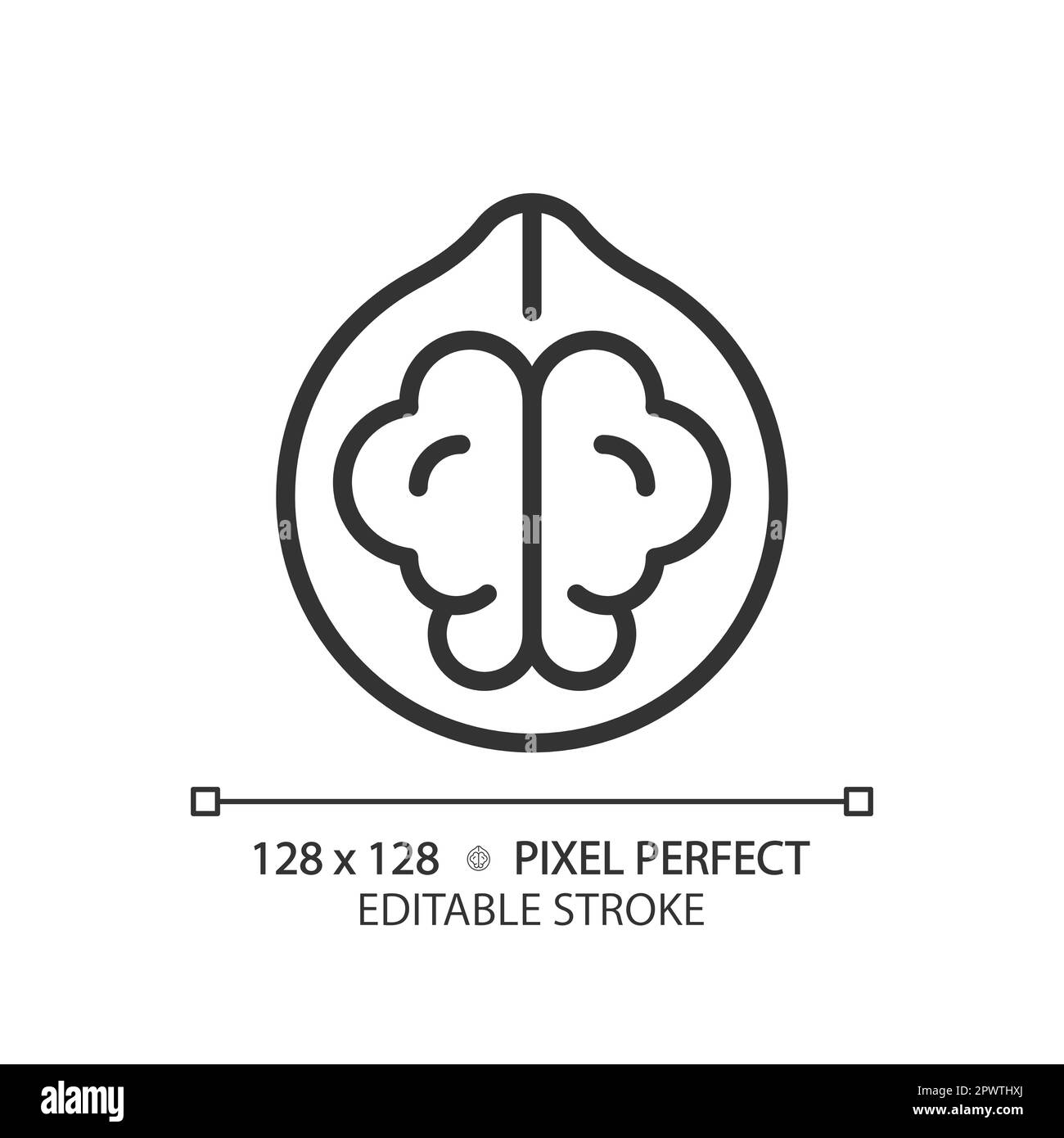 Nuts pixel perfect linear icon Stock Vector