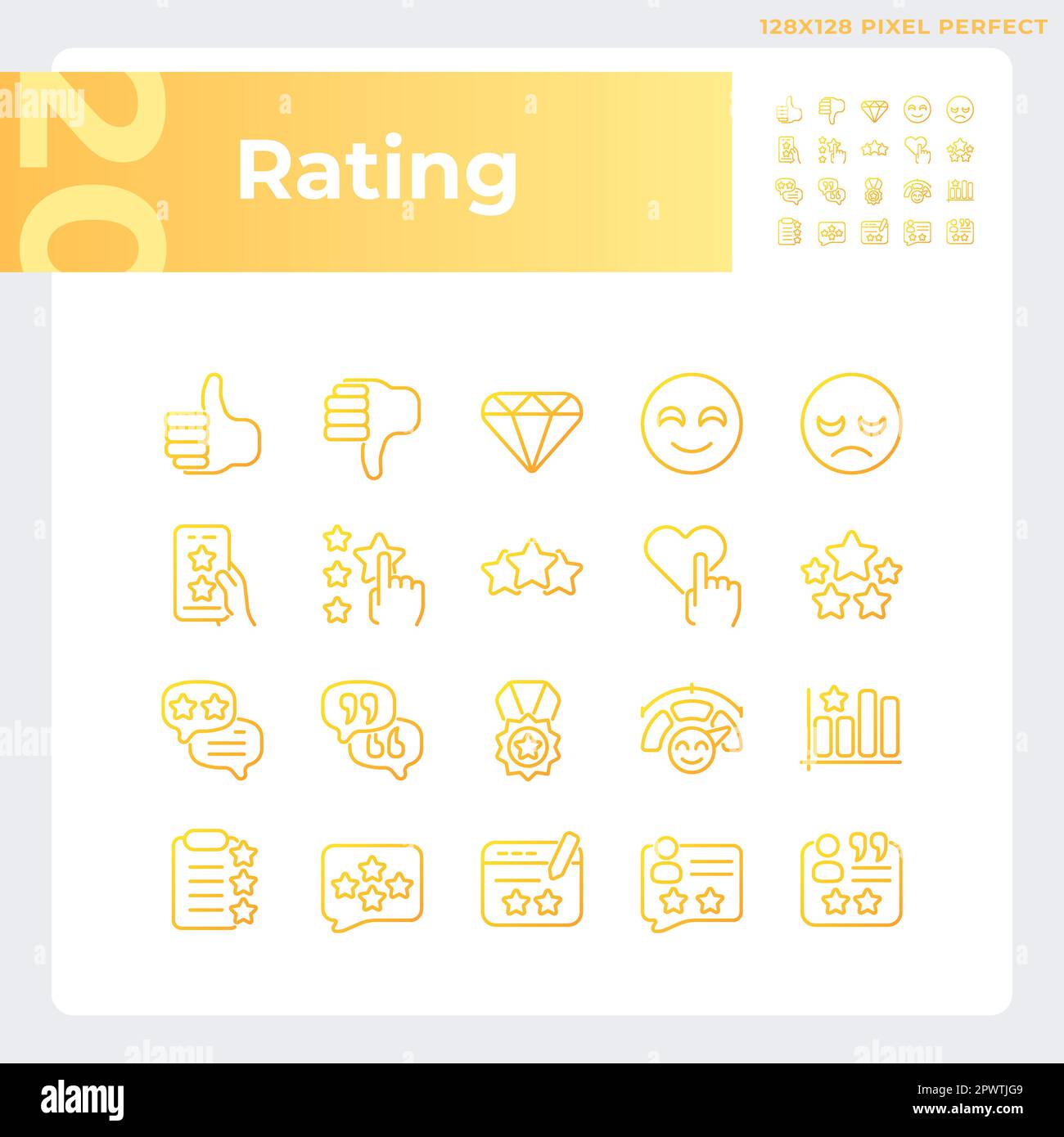 Rating pixel perfect gradient linear vector icons set Stock Vector