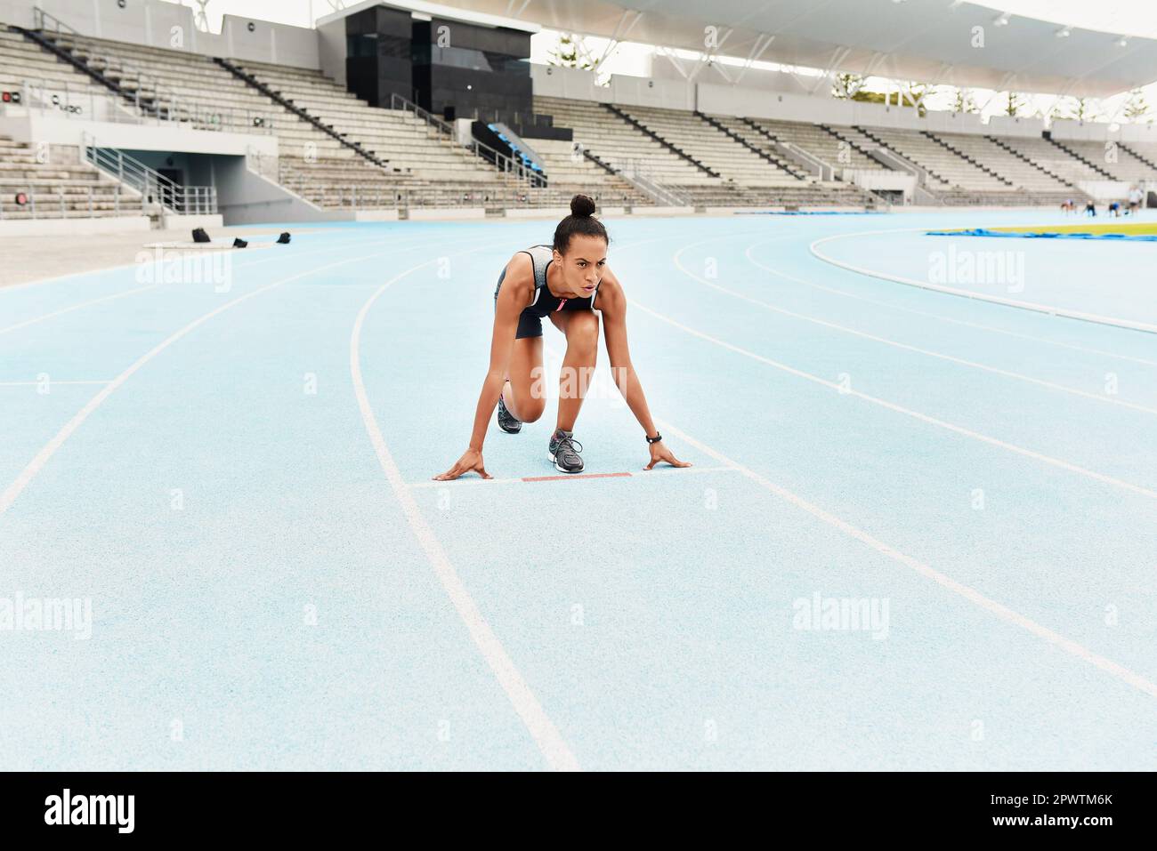 Racing towards her goals. Full length shot of an attractive young ...