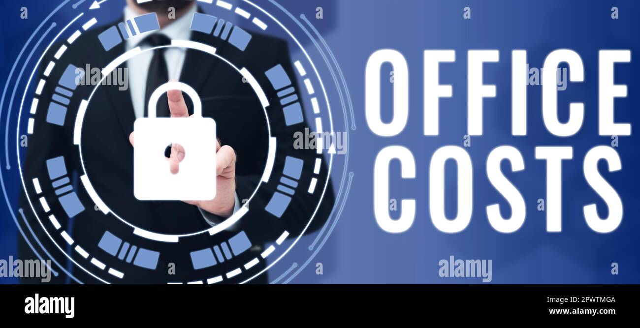Amount Office Writing displaying text Office Costs, Word for amount of money paid to ...