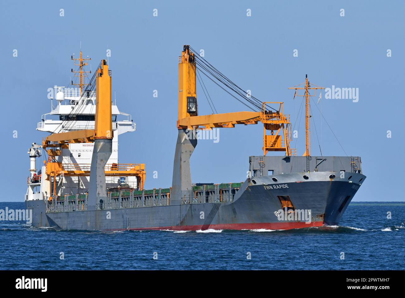 General Cargo Ship FWN RAPIDE navigating the Kiel Fjord Stock Photo