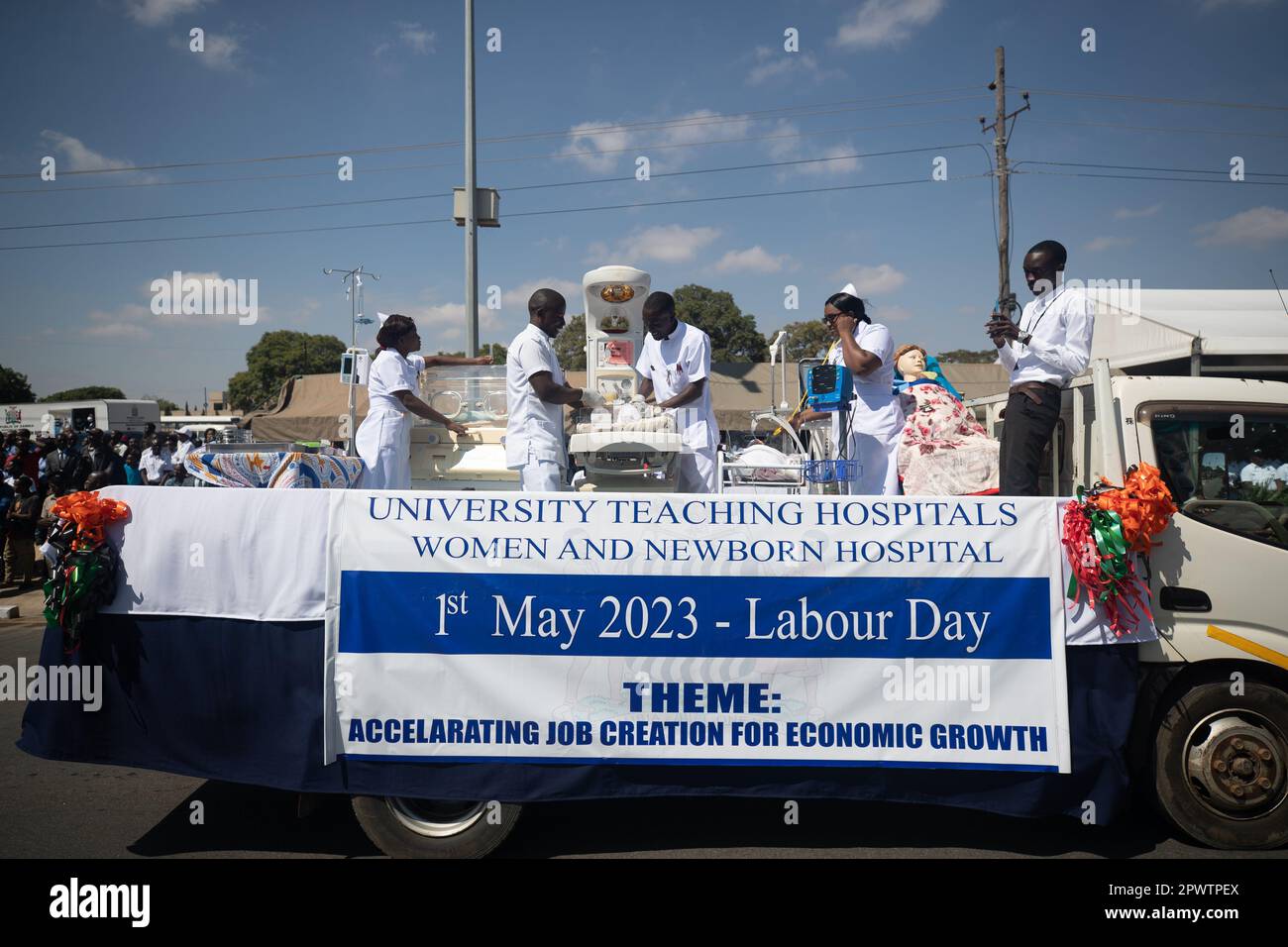 Lusaka, Zambia. 1st May, 2023. Workers from the University Teaching