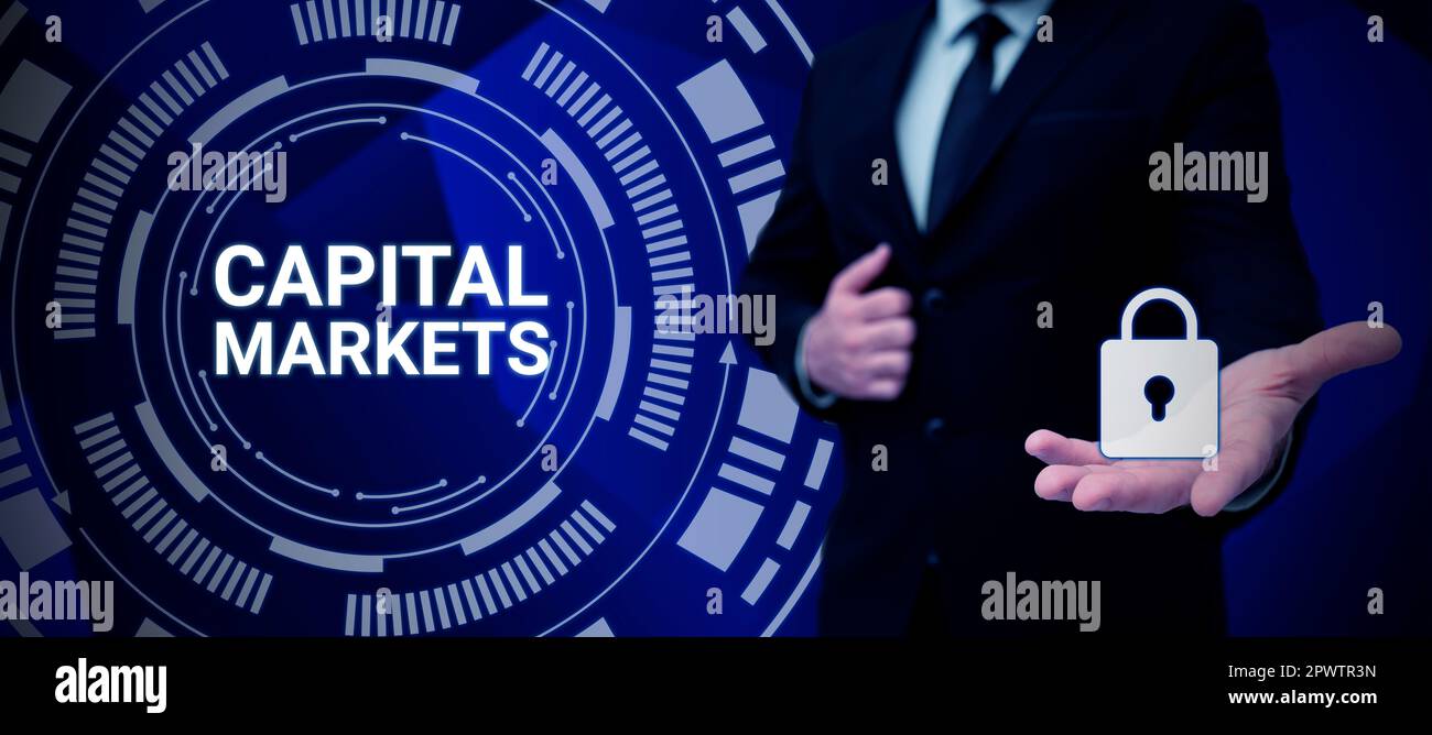 Writing displaying text Capital Markets, Internet Concept Allow businesses to raise funds by providing market security Stock Photo