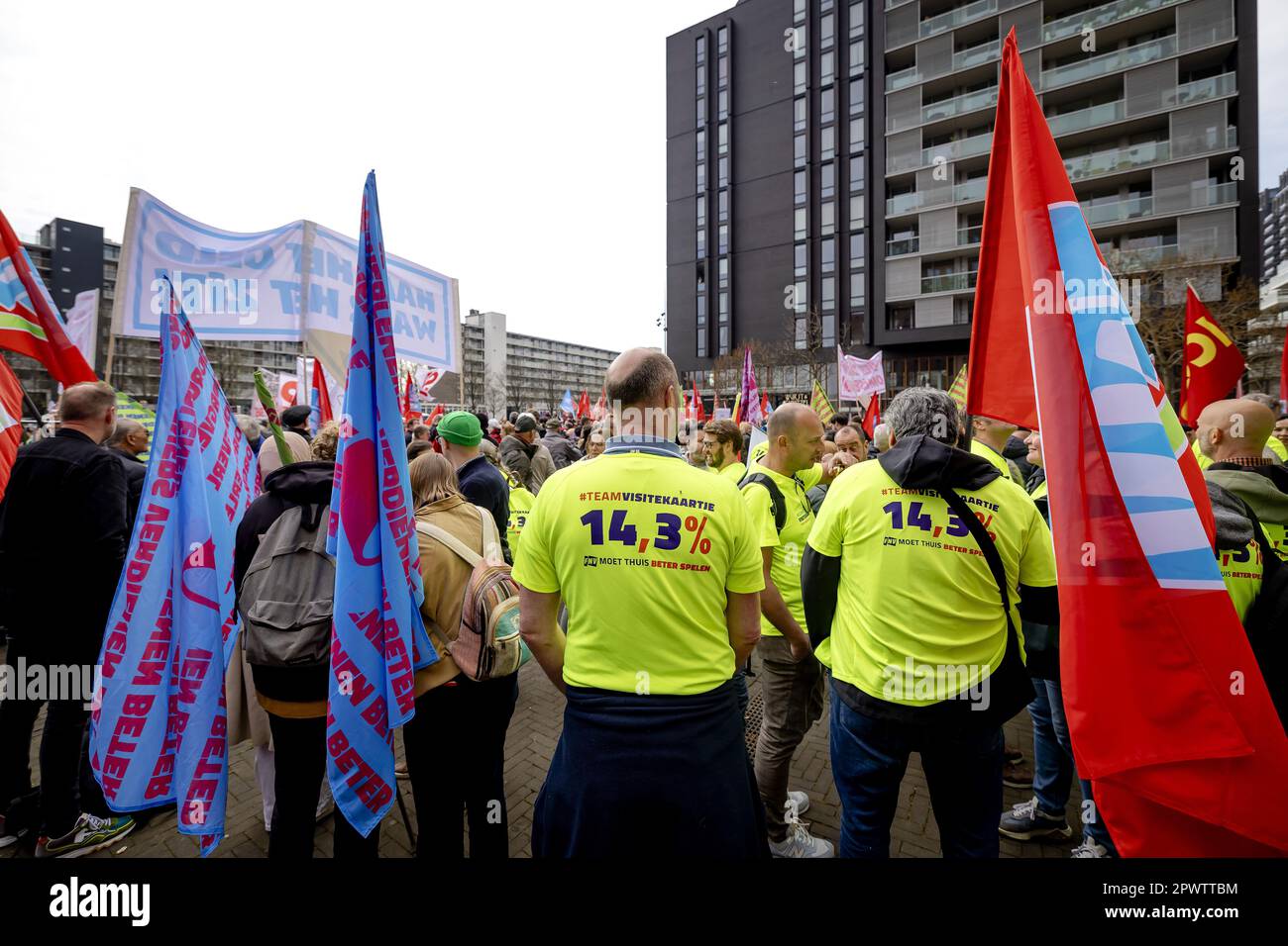 AMSTERDAM FNV employees express their dissatisfaction with the collective labor agreement