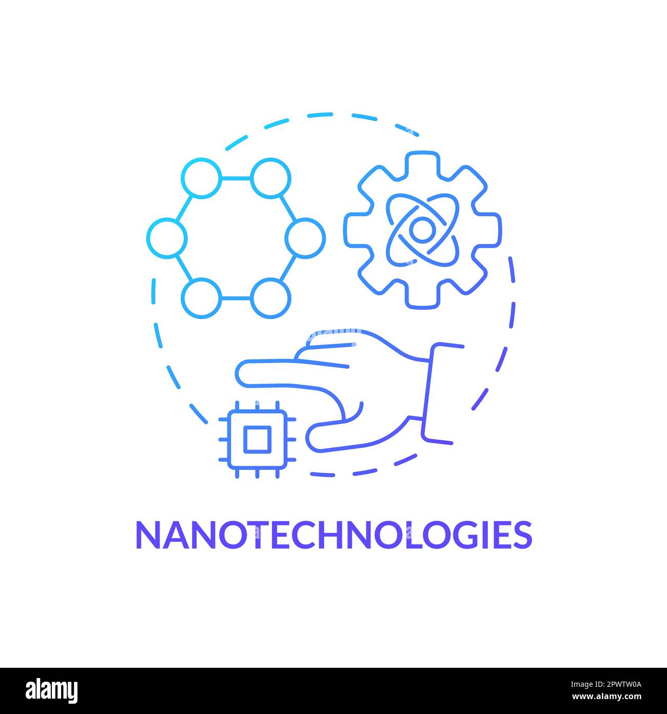 Nanotechnologies blue gradient concept icon Stock Vector