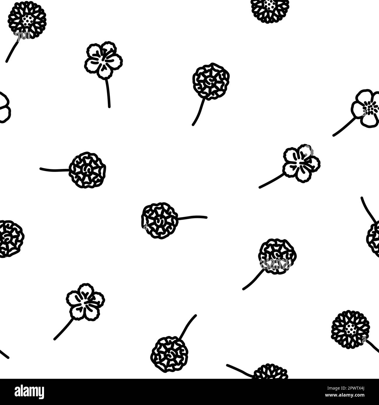 flower spring floral nature vector seamless pattern thin line ...