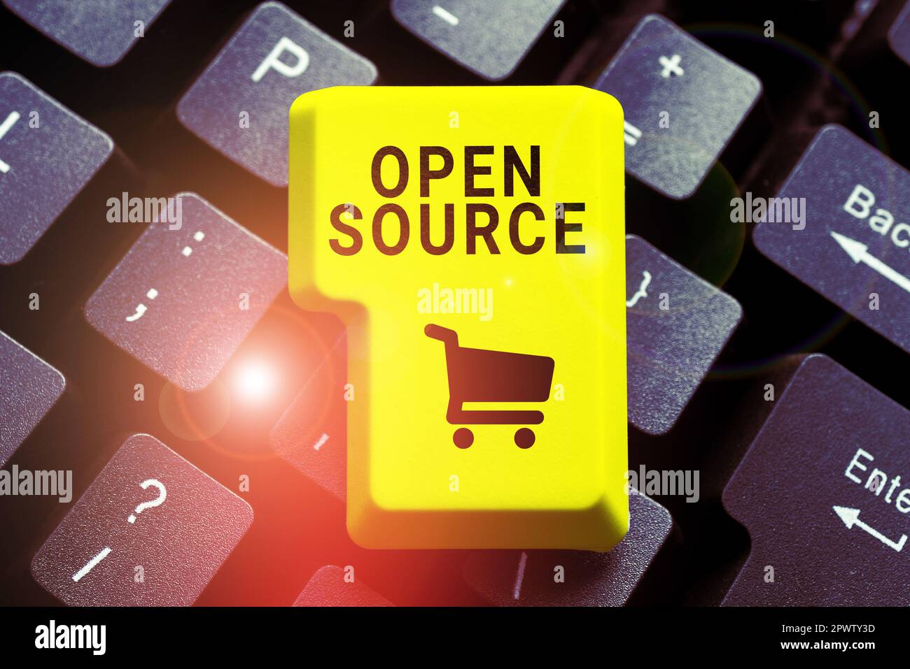 Text caption presenting Open Source, Word Written on denoting software which original source code freely available Stock Photo