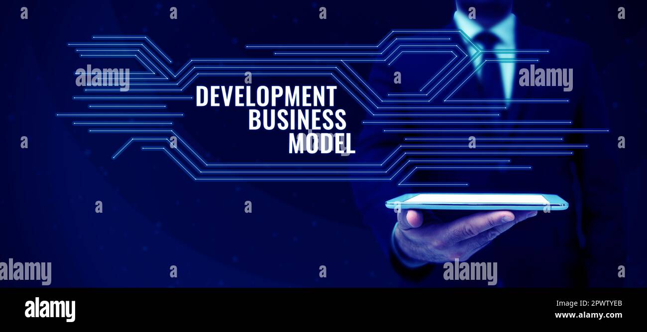 Sign displaying Development Business Model, Internet Concept rationale of how an organization created Stock Photo