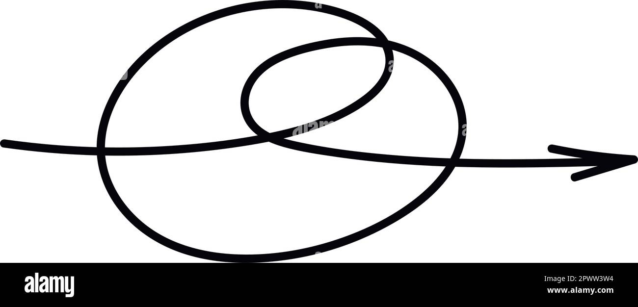 Hand drawn line spiral arrow. Vector isolated illustration Stock Vector