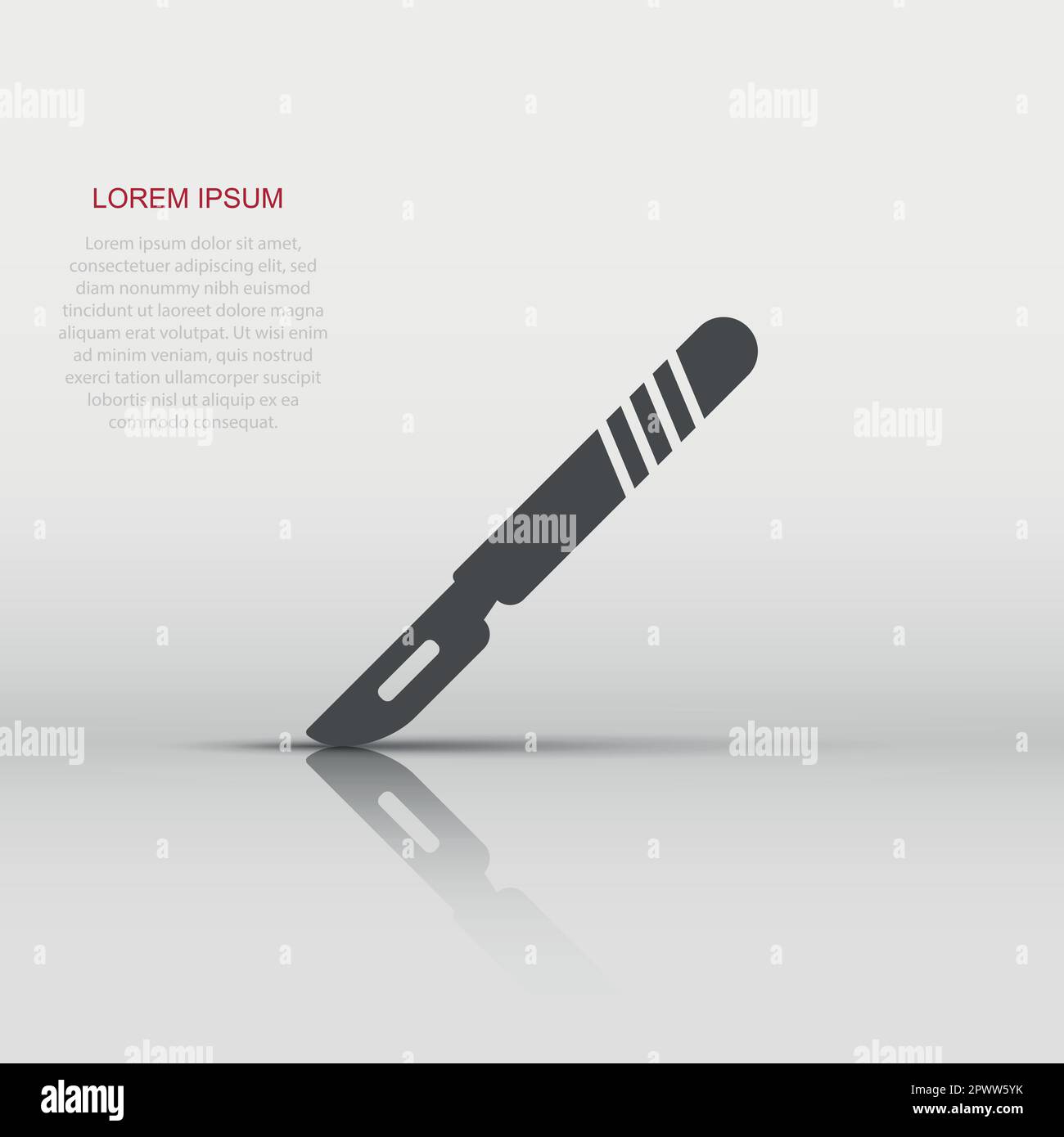 Vector medical scalpel icon in flat style. Hospital surgery knife sign