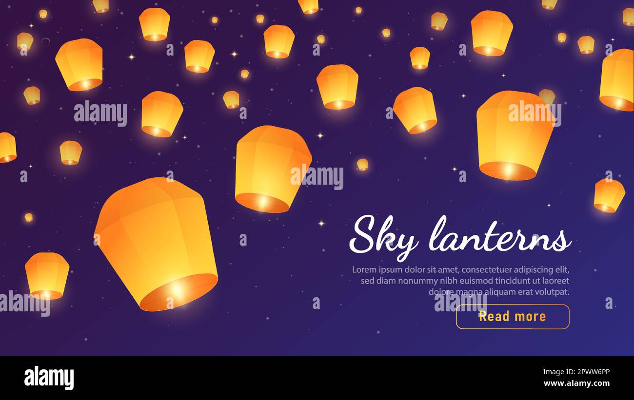 Sky lanterns at night Stock Vector Image & Art Alamy