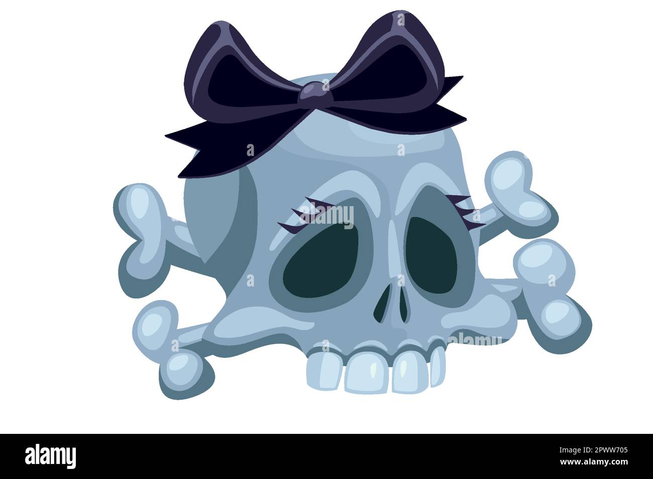 Female pirate skull and bones with pink ribbon hair bow - Pirate