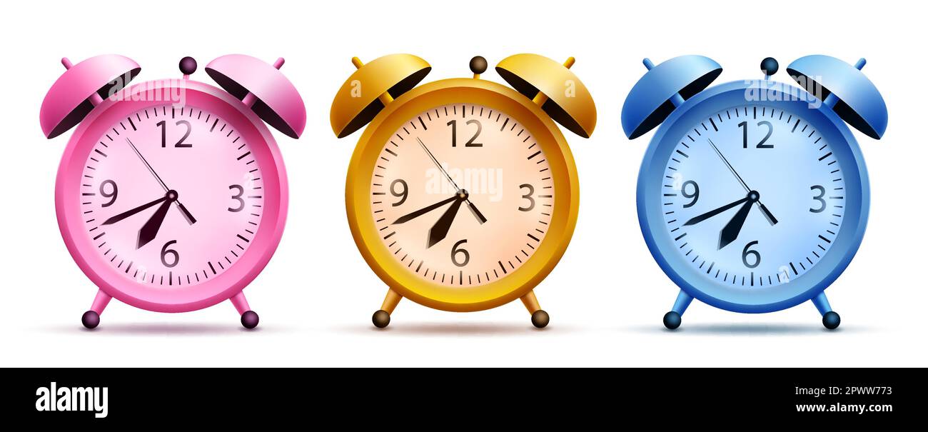 School alarm clock vector set design. Back to school with realistic