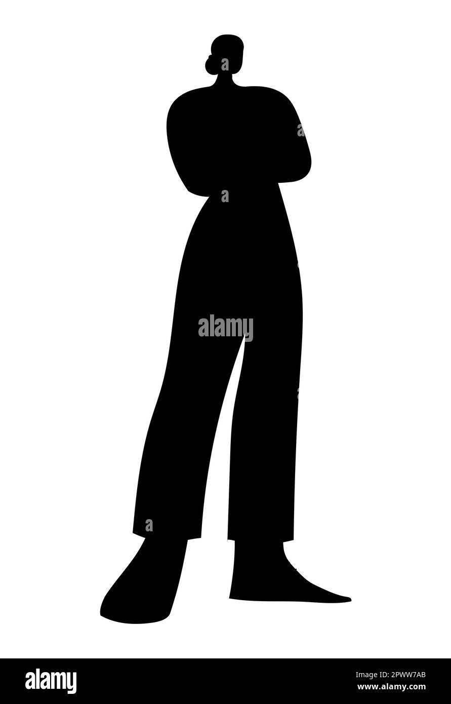 Black silhouette of an animated woman character, cool stylish woman