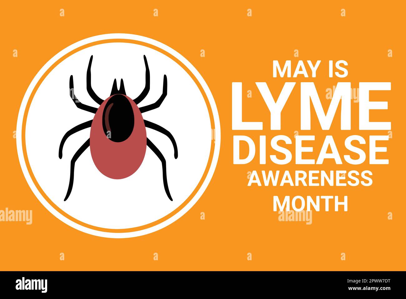May is Lyme Disease Awareness Month. Vector Illustration for background, banner, card, poster with tick. Stock Vector