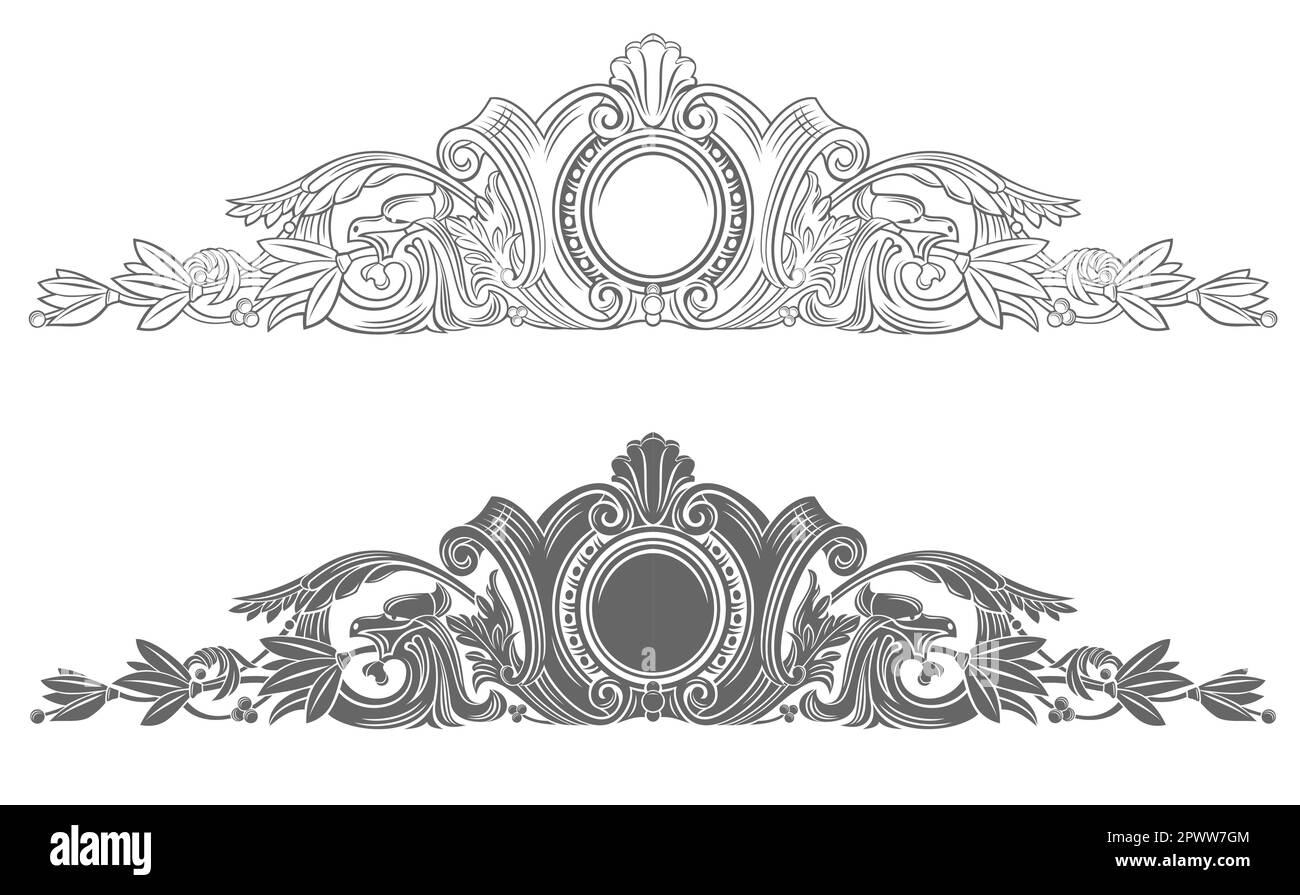 Classical architectural element of the pediment sandrik. Vector graphics Stock Vector