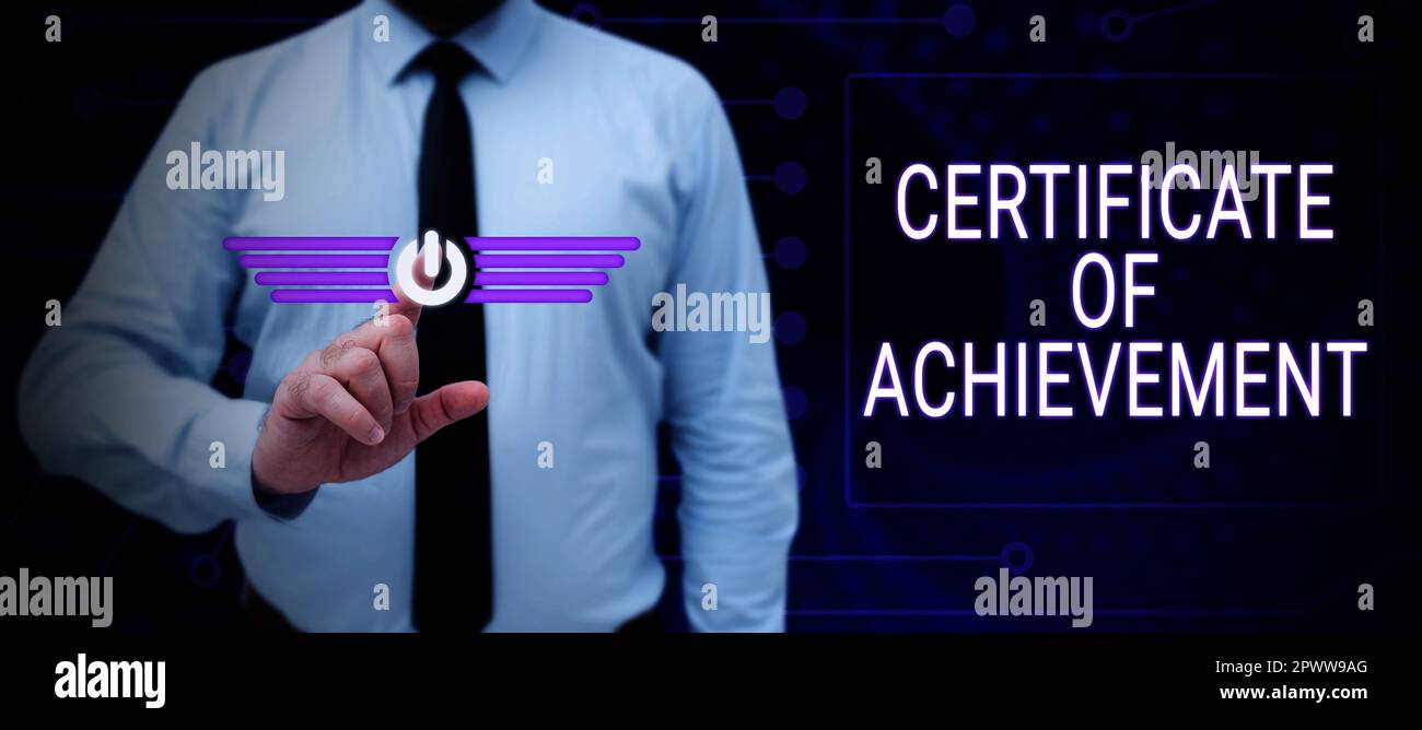 Conceptual display Certificate Of Achievement, Conceptual photo certify that a person done exceptionally well Stock Photo
