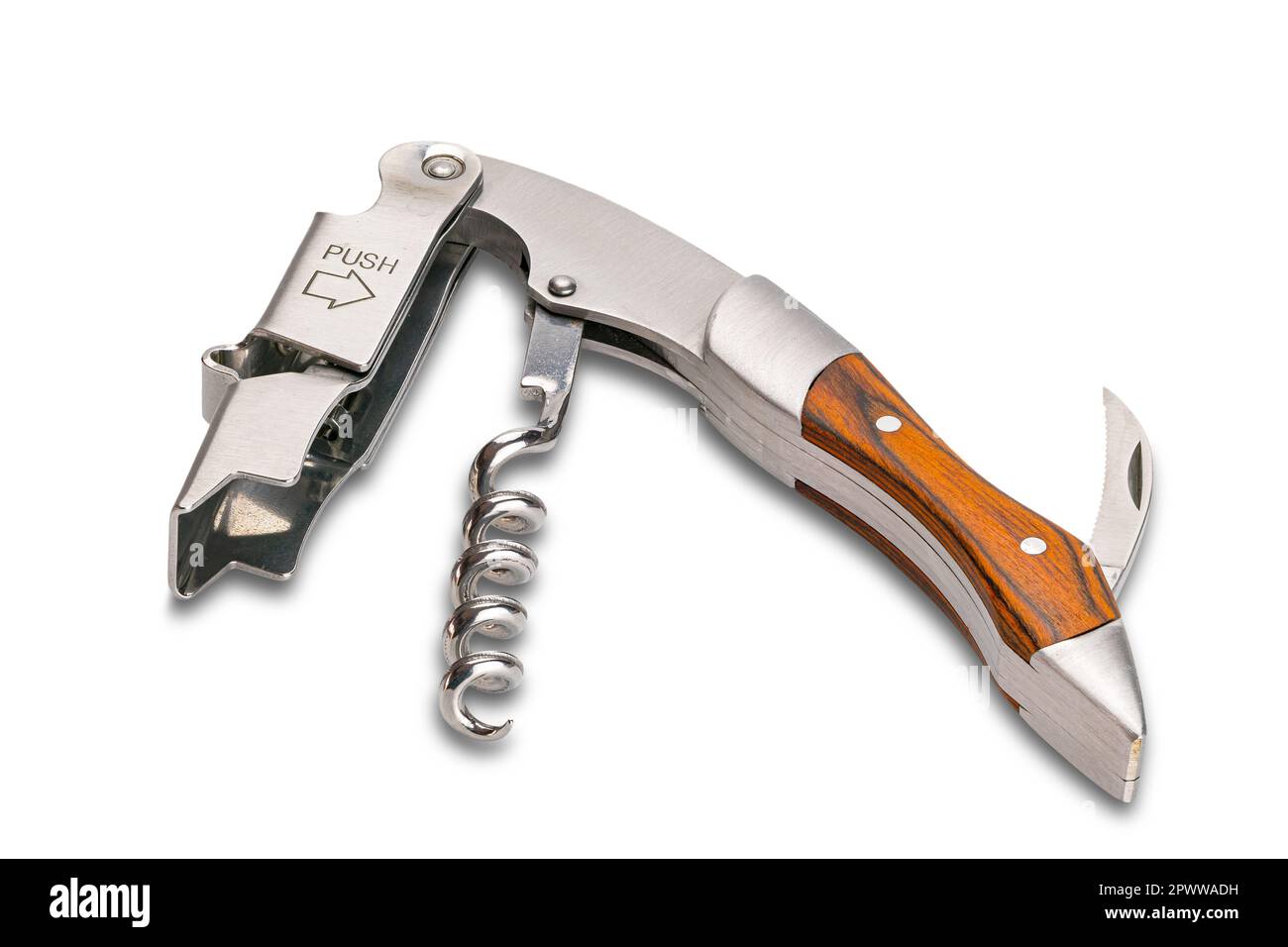 Multifunction sommelier knife with wine bottle opener corkscrew, sharp blade knife and wooden