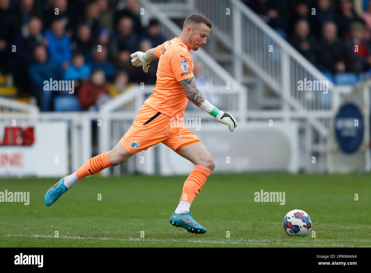 Barrow goalkeeper Paul Farman in action during the Sky Bet League Two