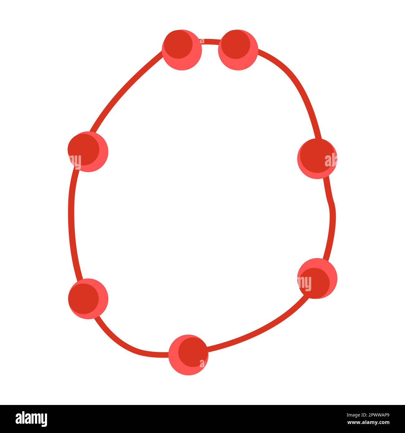 red beads necklace insulated in cartoon flat style Stock Vector Image