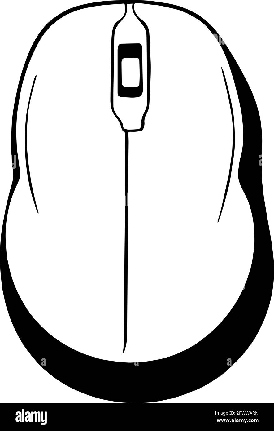 illustration of a wireless computer mouse. Outlines as vector Stock