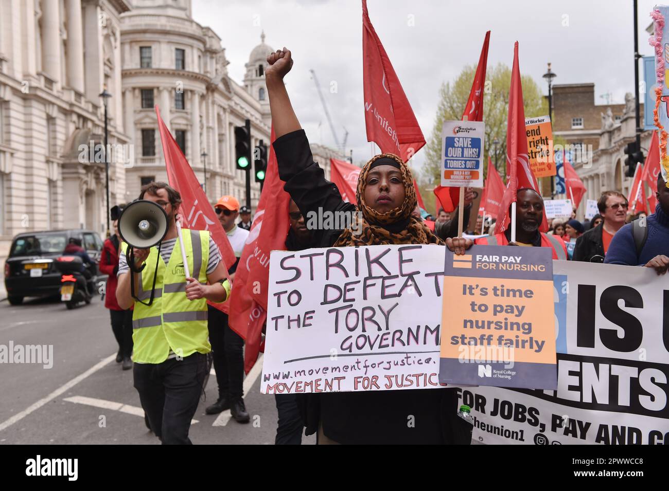 London, England, UK. 1st May, 2023. Striking Nurses from the Royal