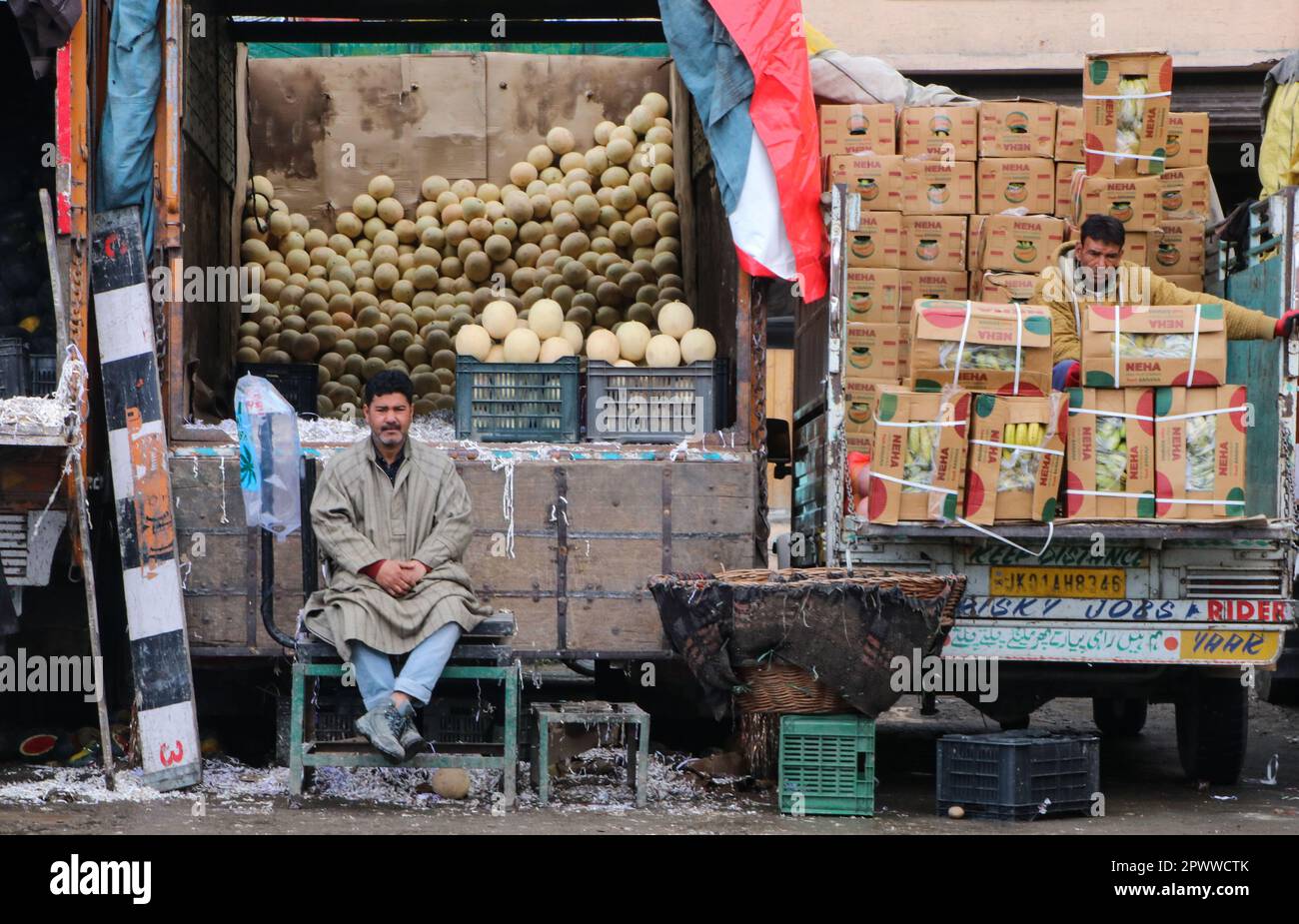 May 1, 2023, Srinagar, Jammu and Kashmir, India A vendor selling fresh
