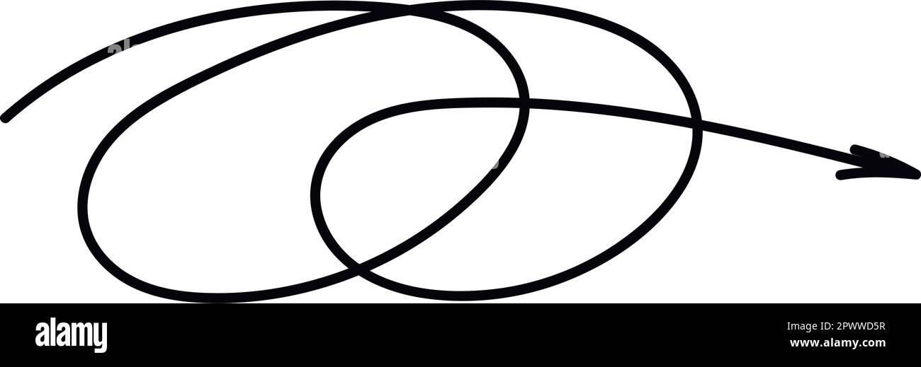 Hand drawn line spiral arrow. Vector isolated illustration Stock Vector