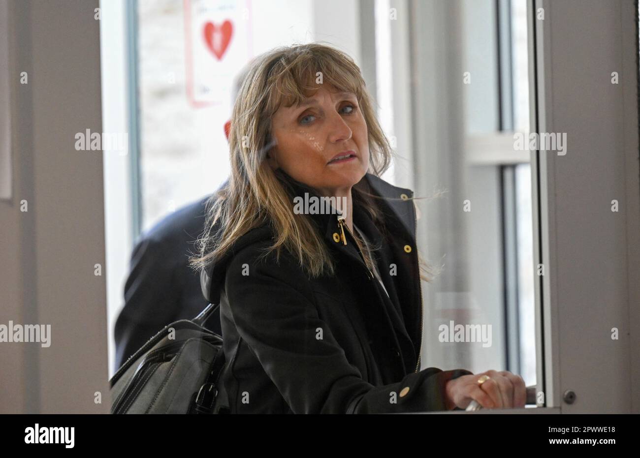 Schoharie County District Attorney Susan Mallery arrives for the start