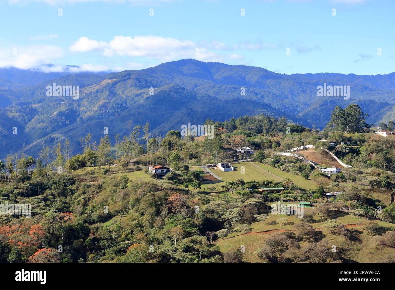 the Landscape near in Paraiso around Orosi Valley near the city of Cartago, Costa Rica Stock
