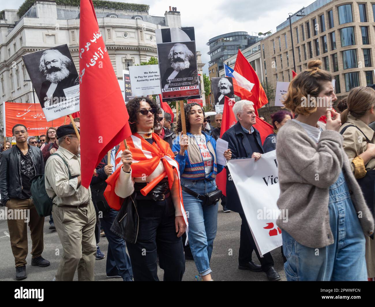 London, UK. 1 May 2023. John McDonnell MP on the march. Several ...
