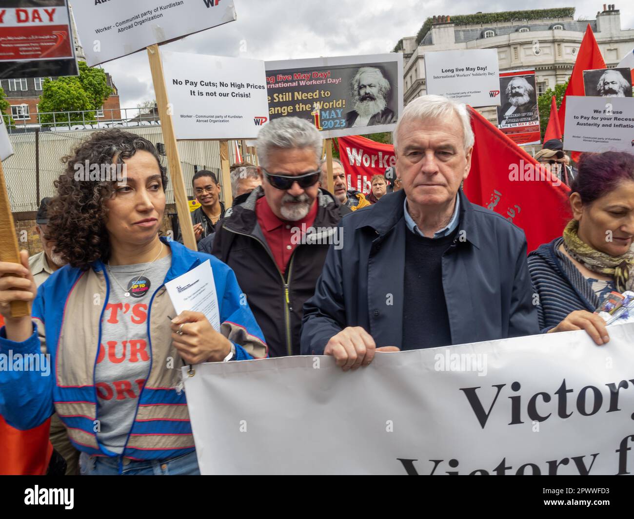 London, UK. 1 May 2023. John McDonnell MP on the march. Several ...
