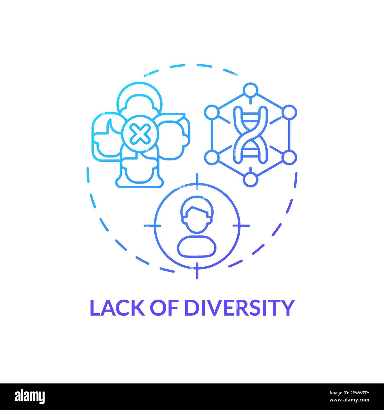 Lack of diversity blue gradient concept icon Stock Vector