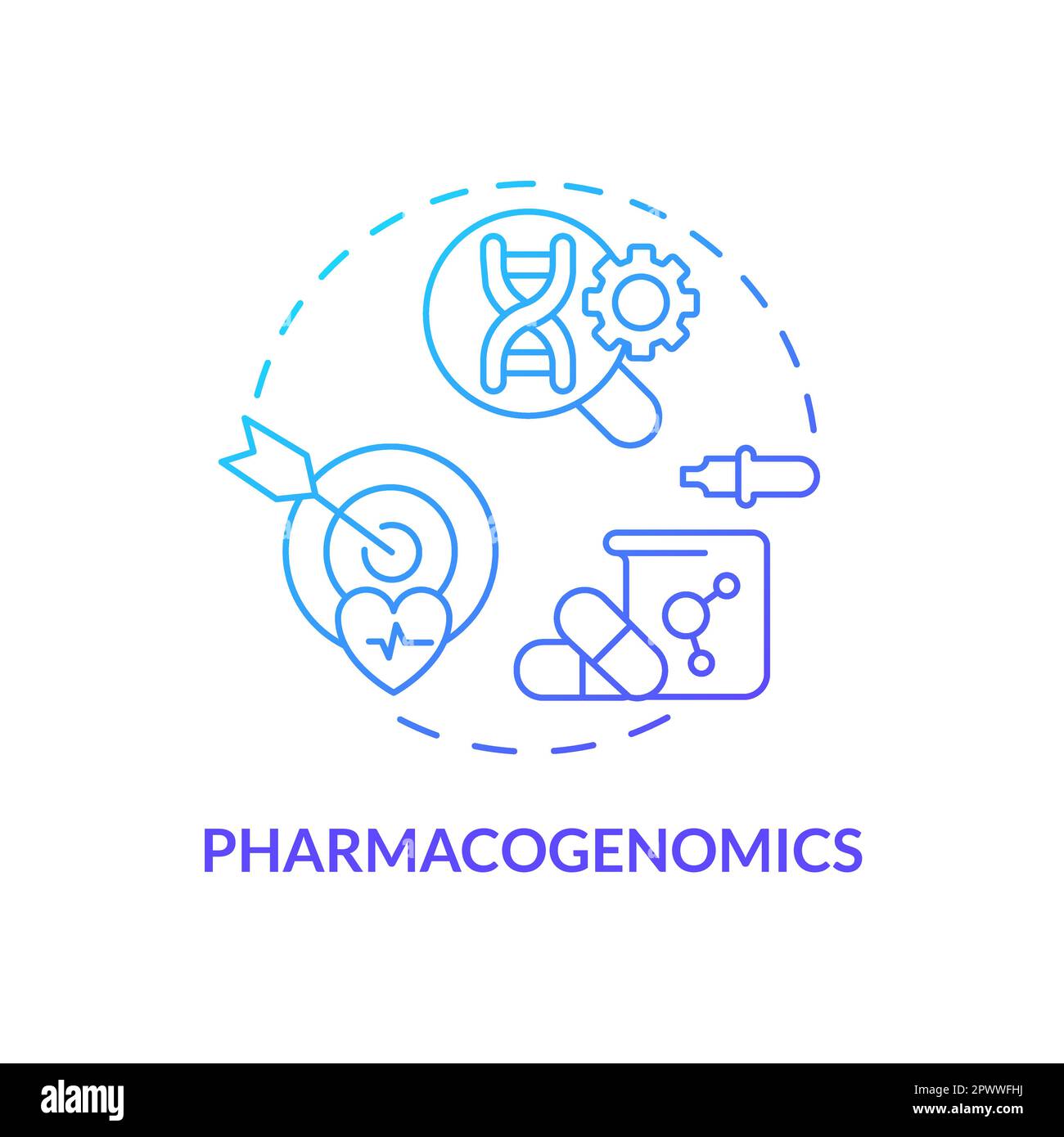Pharmacogenomics blue gradient concept icon Stock Vector