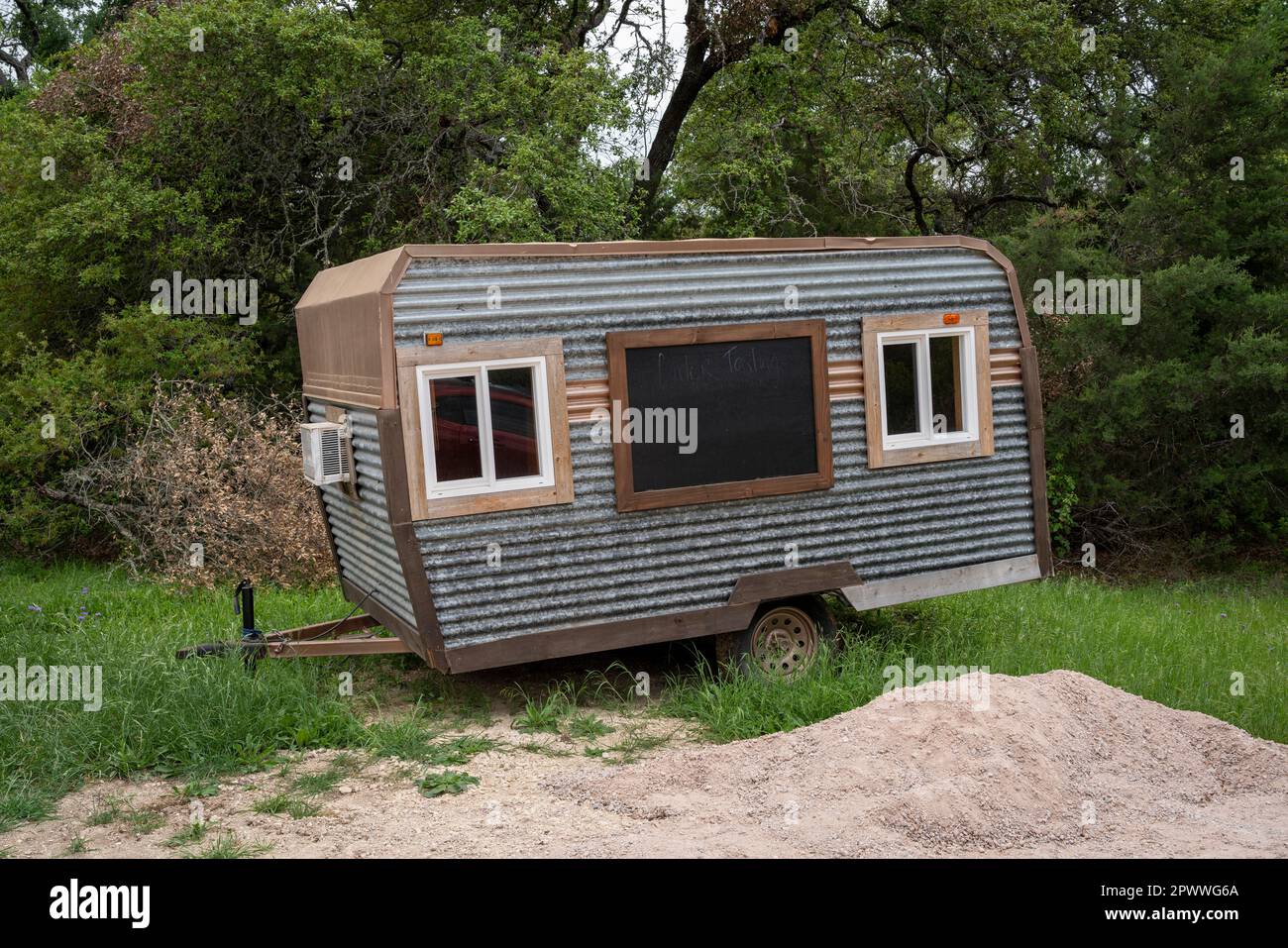 Homemade rv camper near austin texas stock photo alamy