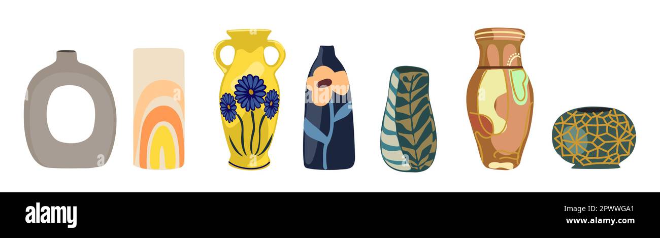 Set of different vases for flowers vector isolated Stock Vector Image ...