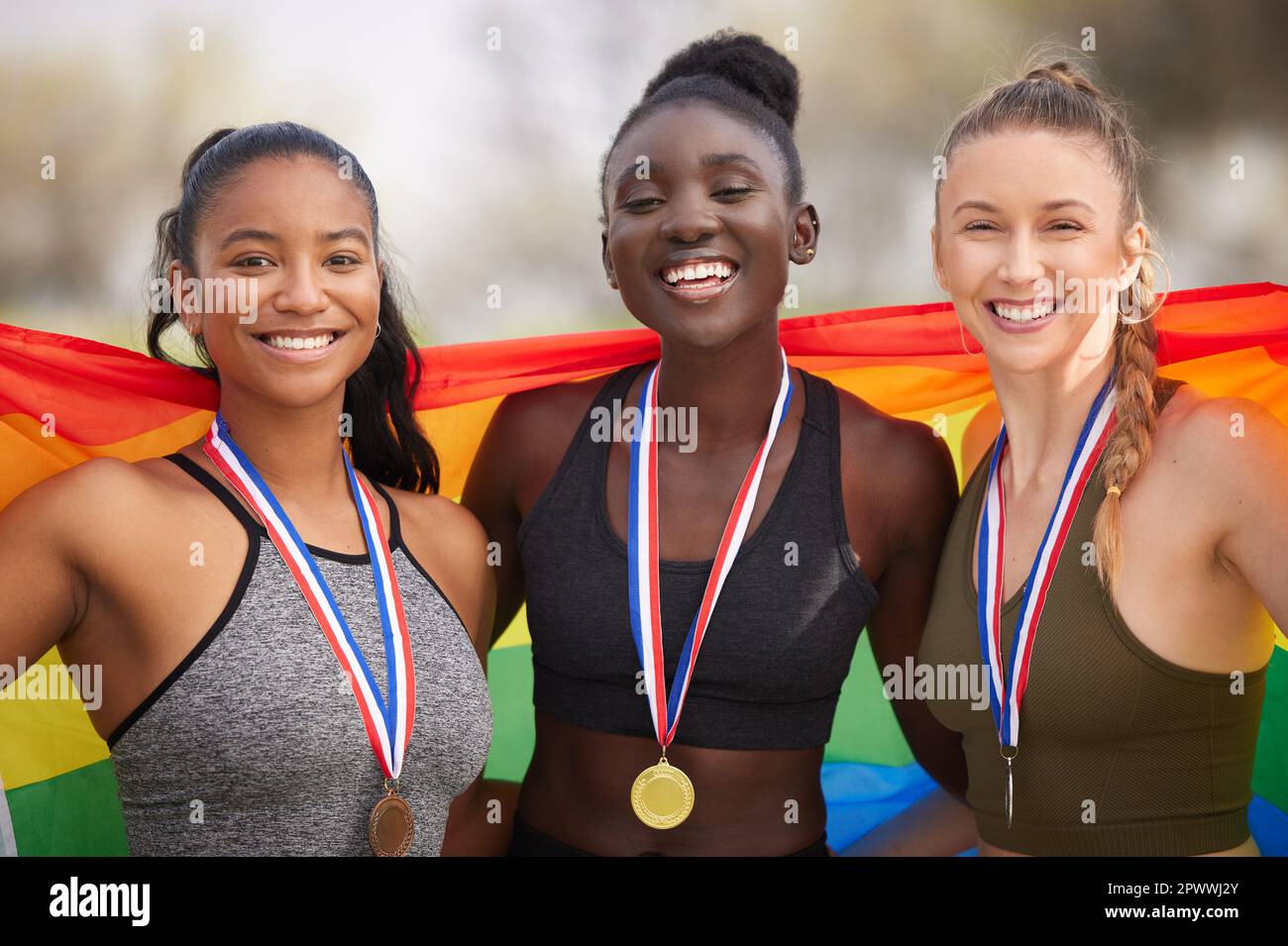 Everyones Cropped portrait of three attractive young female