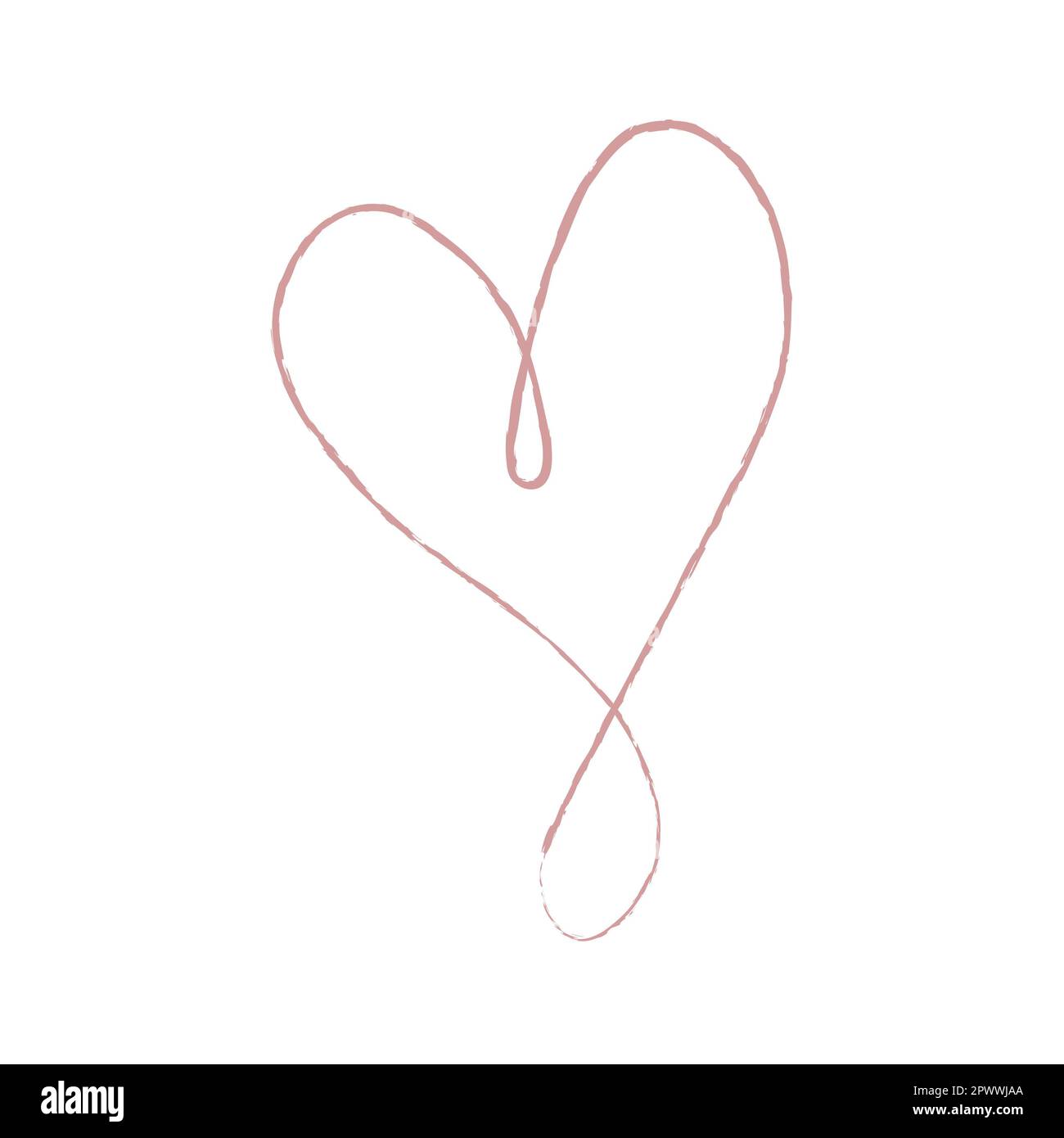 Hand sketch drawing pink line heart, Love doodle isolated on white ...