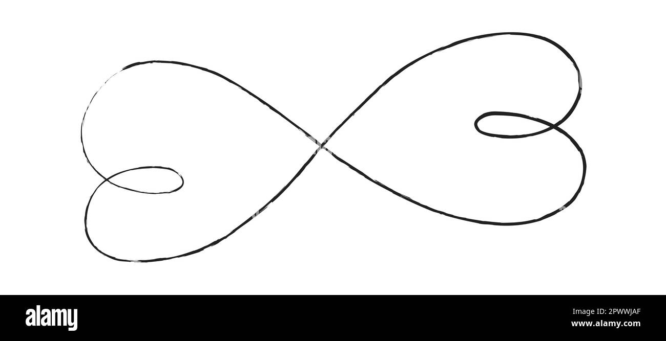 Black thin lines two hearts love infinity symbol on white background ...