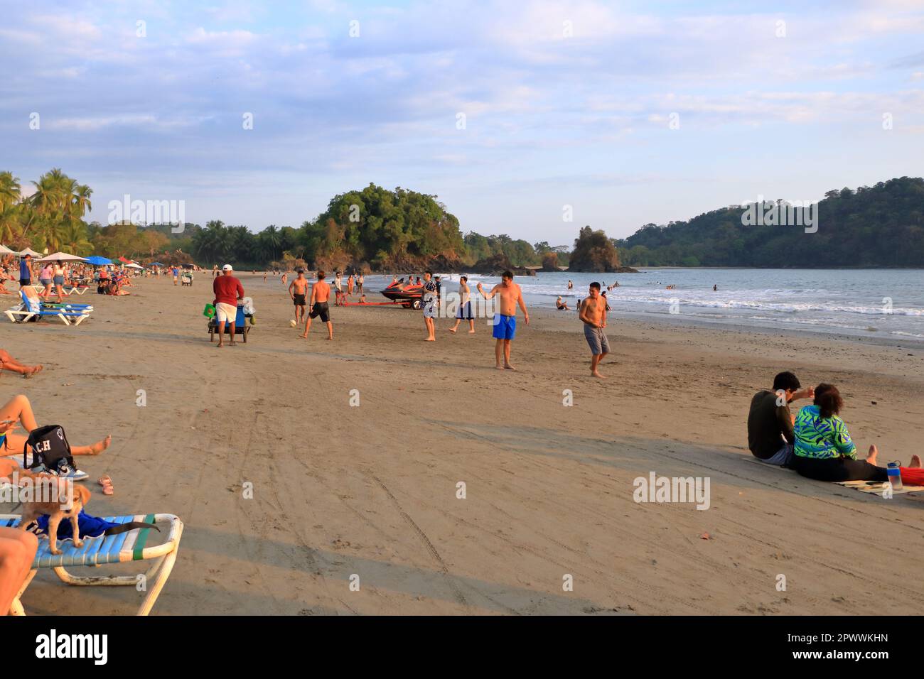 March 4 2023 Manuel Antonio, Quepos in Costa Rica People on a beach in Manuel Antonio village