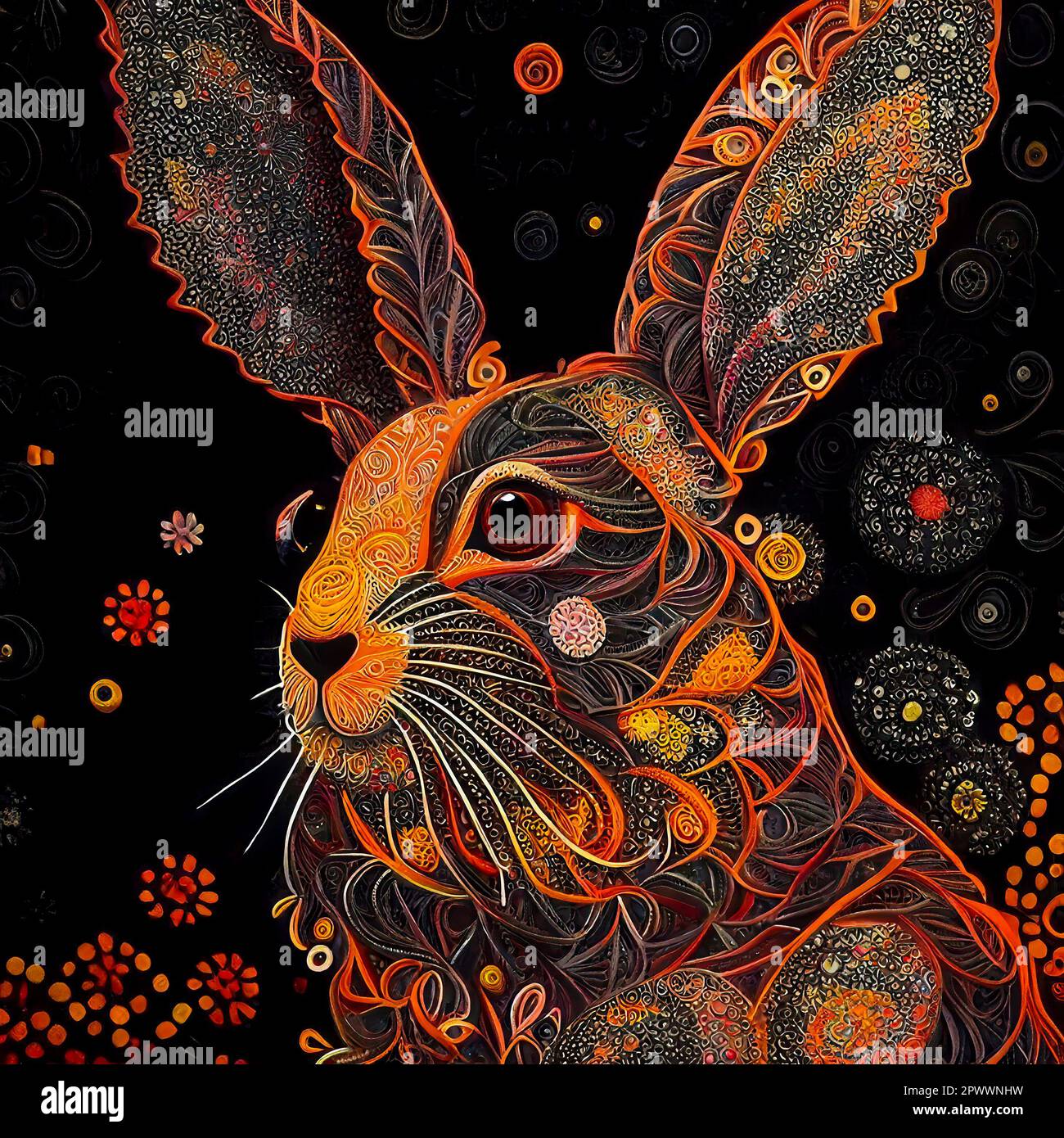 Chinese New Year Water Rabbit Background. Zodiac Symbol for Sensitivity, Intuition, Wisdom and