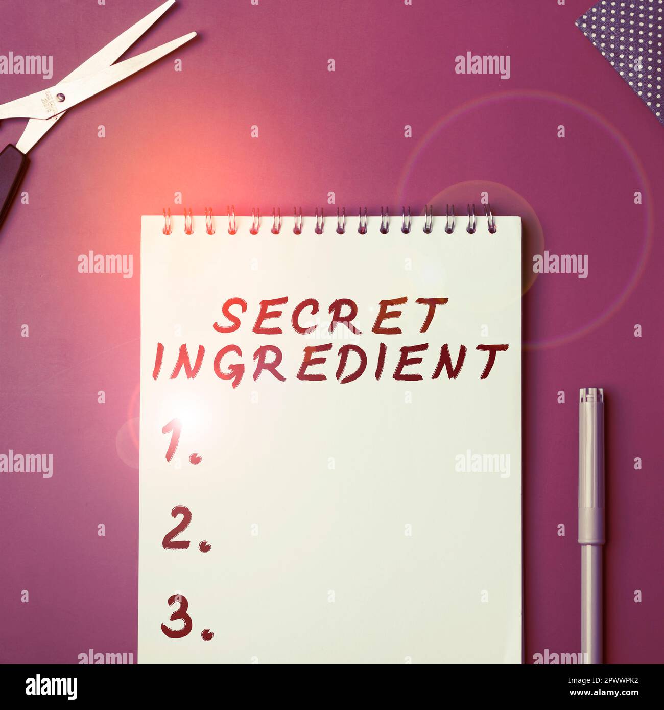 Hand writing sign Secret Ingredient, Word Written on special technique